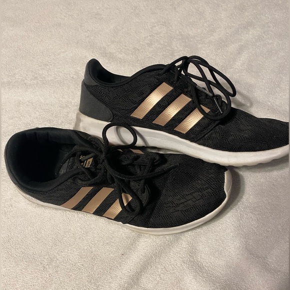 adidas Shoes - Adidas Women's Black Sneakers with Gold Stripes